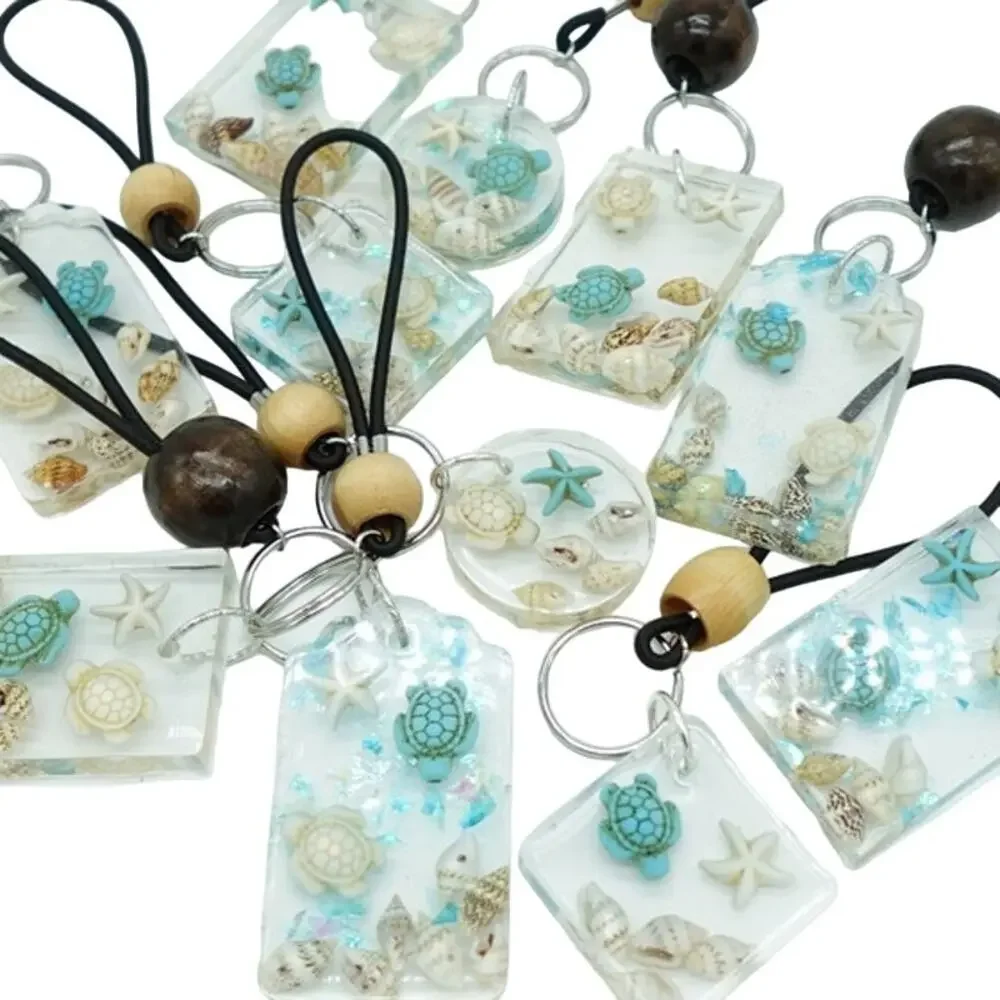 Tropical theme resin beach Keychain Pool Key turtles, shells & starfish